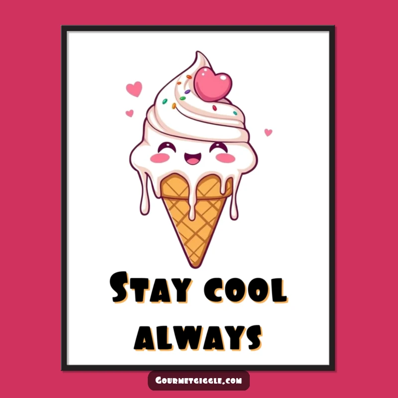 Funny Ice Cream Cone Digital Art - Dripping Glee Print, Instant Funny Decor Gift