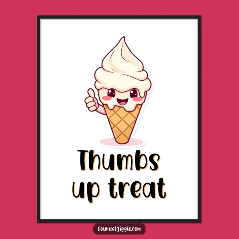 Funny Ice Cream Thumbs Up Digital Art: Instant Sweet Cheer Download