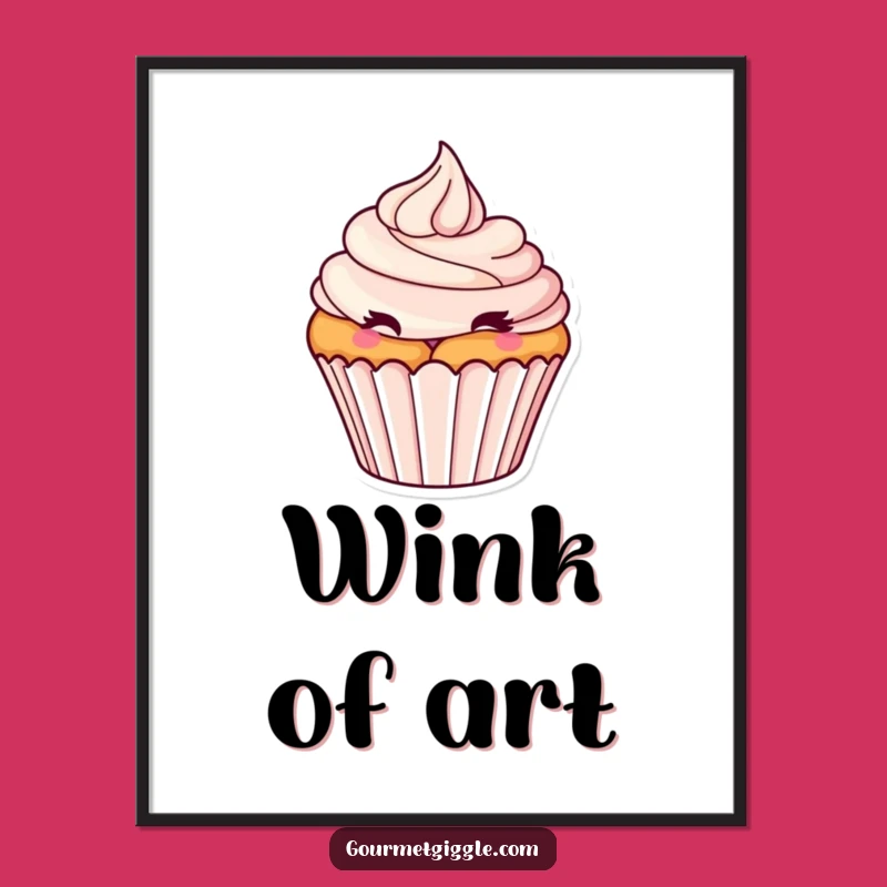 Funny Winking Cupcake Digital Print: Playful Frosting Swirl Art - Instant Decor Gift
