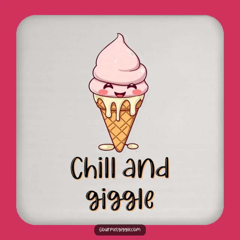 Funny Ice Cream Coaster - Giggling Drips, Barware Funny Gift