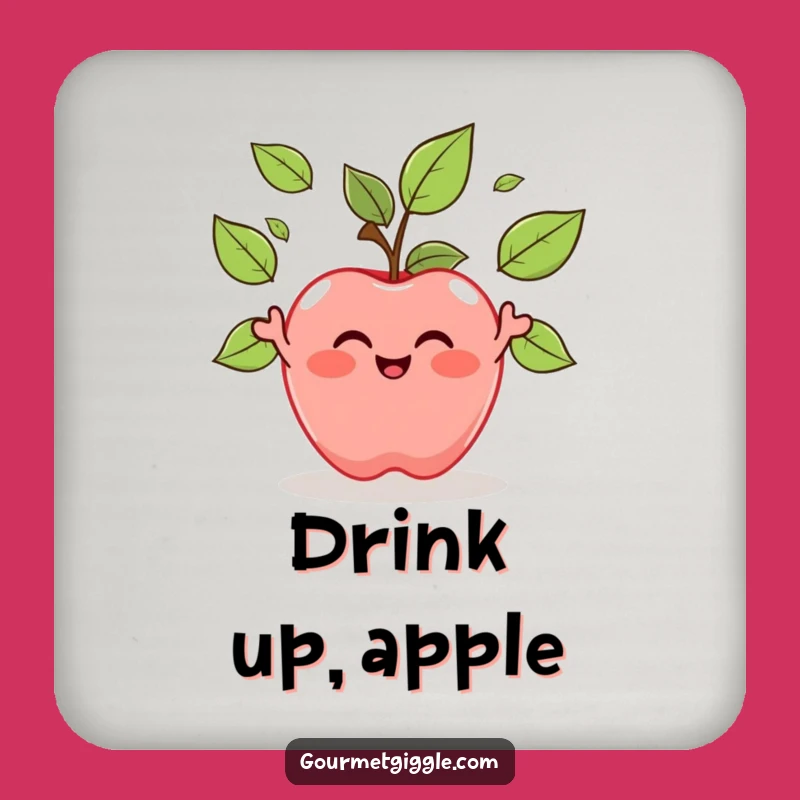 Funny Apple Juggling Leaves Coasters: Protect Surfaces with Fruit Flair