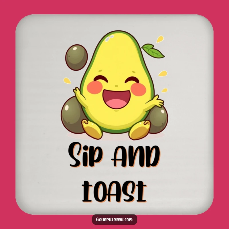 Funny Avocado Juggling Drink Coaster: Happy Fruit Protection