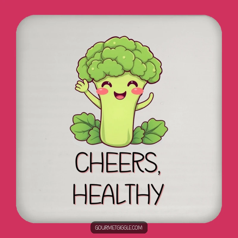 Funny Broccoli Waving Coaster - Protect Surfaces with Veggie Charm