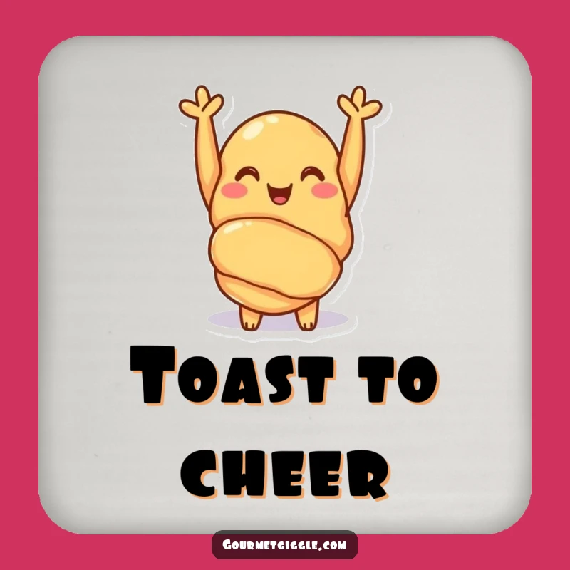 Funny Croissant Cheer Coasters: Protect Surfaces with Pastry Joy