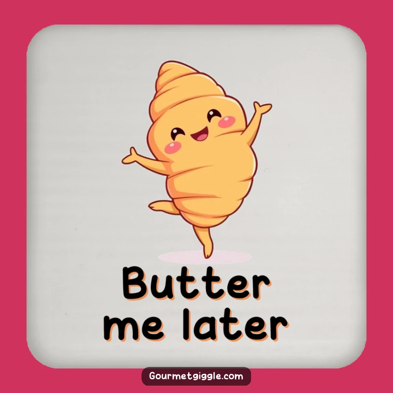 Funny Croissant Pirouette Drink Coaster: Protect Surfaces with Pastry Art!