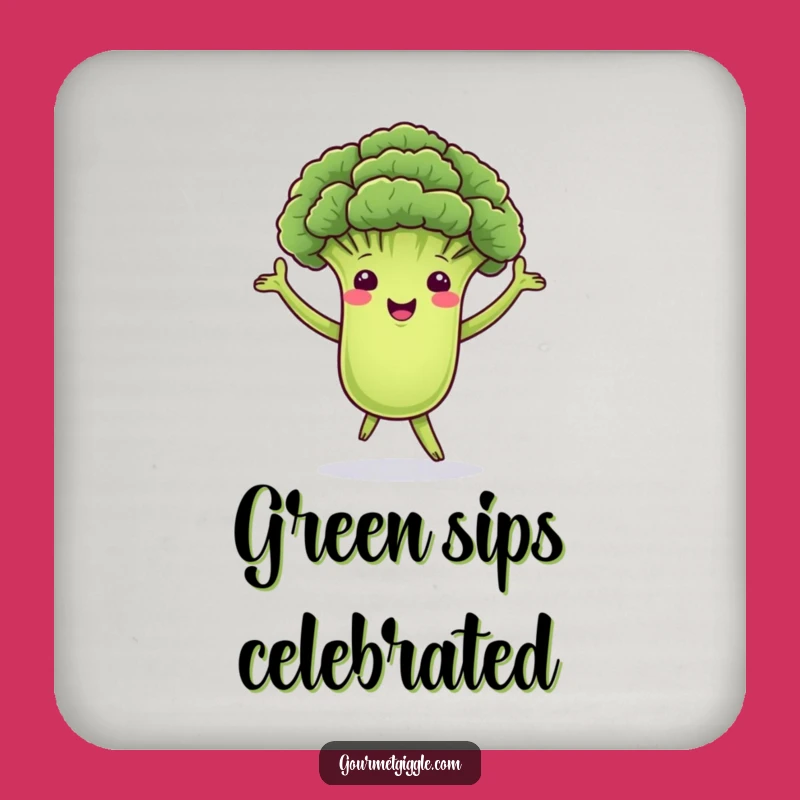 Funny Dancing Broccoli Drink Coaster, Protect Surfaces with Healthy Fun