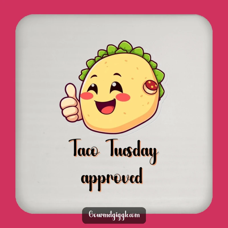 Funny Happy Taco Coaster - Protect Surfaces with a Thumbs Up, Perfect Funny Gift