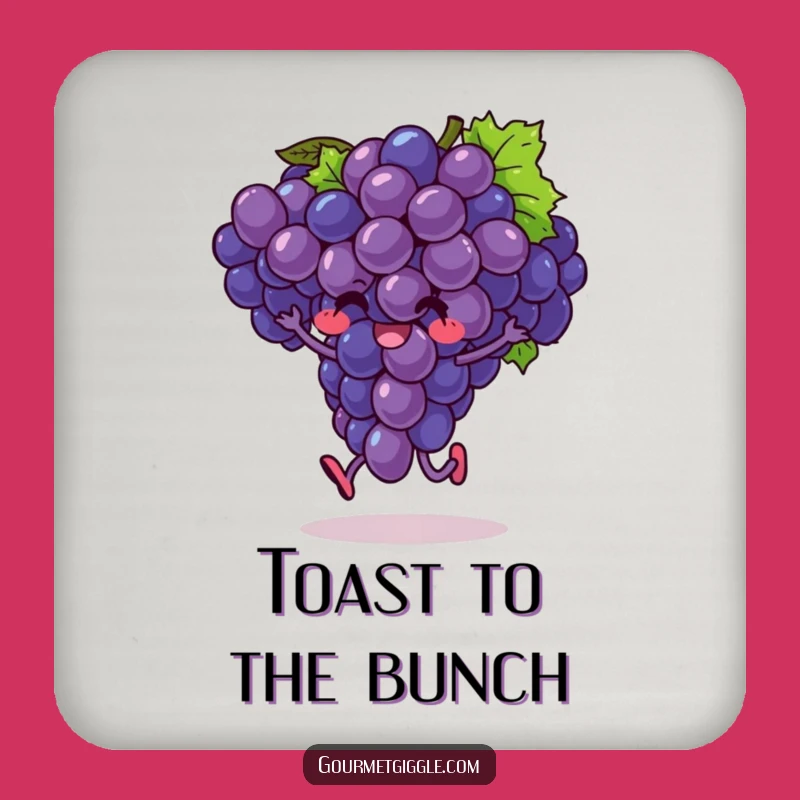 Funny Hopping Grapes Coaster: Exuberant Fruit Drink Mat, Unique Funny Gift