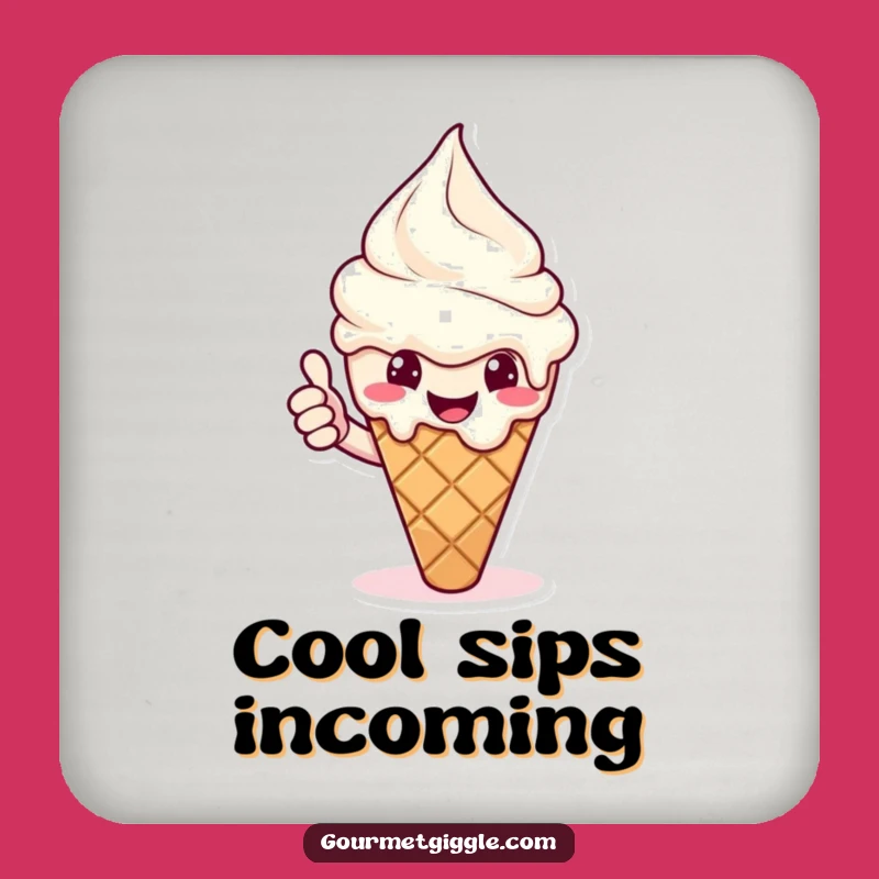 Funny Ice Cream Thumbs Up Coasters: Protect Surfaces with Sweetness