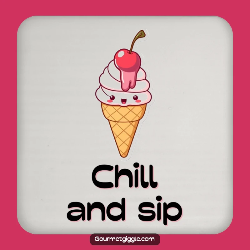 Funny Melting Ice Cream Drink Coaster: Delighted Cone Protection
