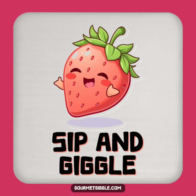Funny Strawberry Coaster: Giggling Fruit, Playful Protection Gift