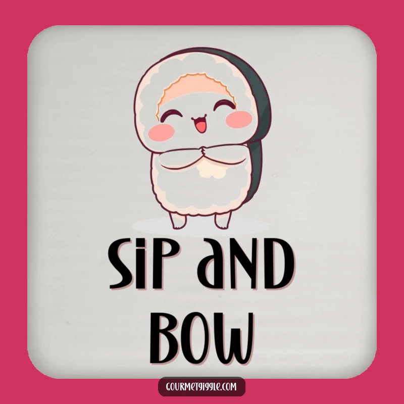 Funny Sushi Bow Drink Coaster: Smiling Roll Protection