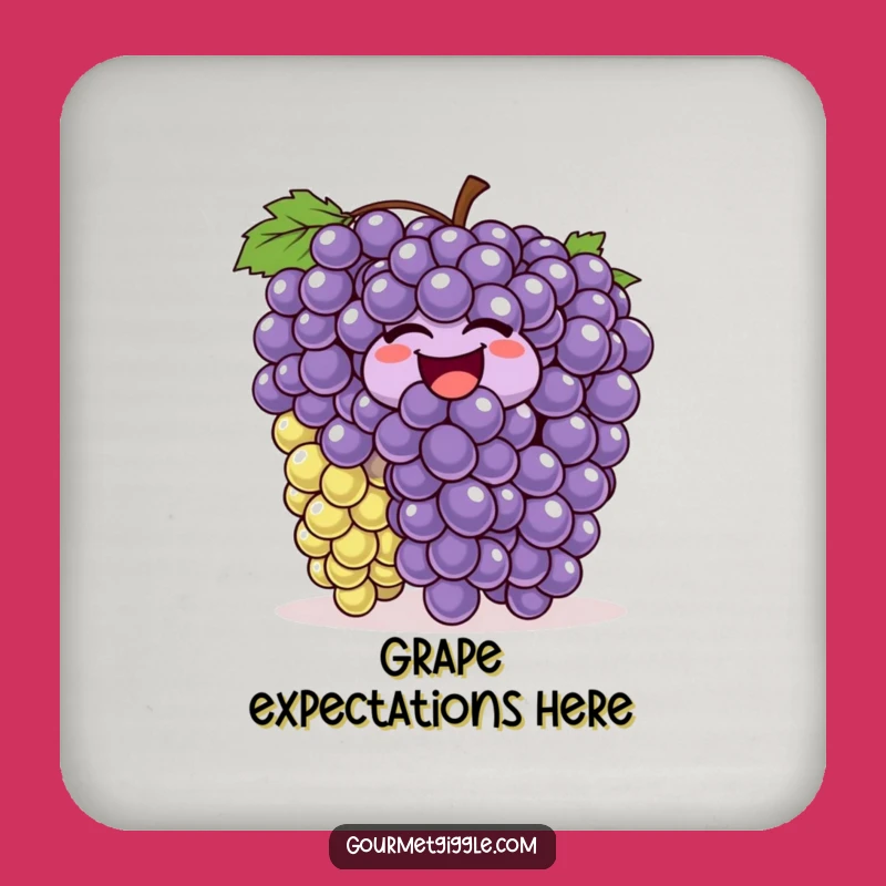 Funny Wiggling Grapes Drink Coasters - Protect Surfaces with Bouncing Fruit Humor, Set