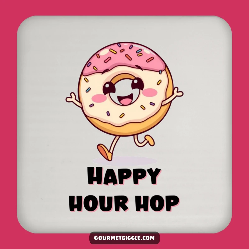 Funny Donut Coasters: Sprinkles Jumping Grinning Table Protection Sweet Gift