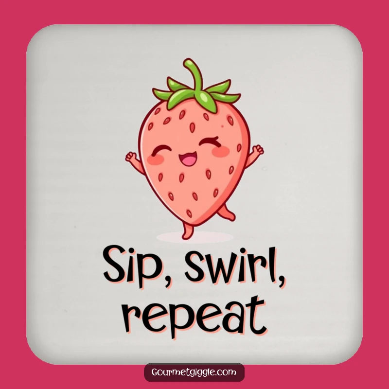 Funny Winking Strawberry Twirl Coaster: Protect Surfaces with Playful Charm