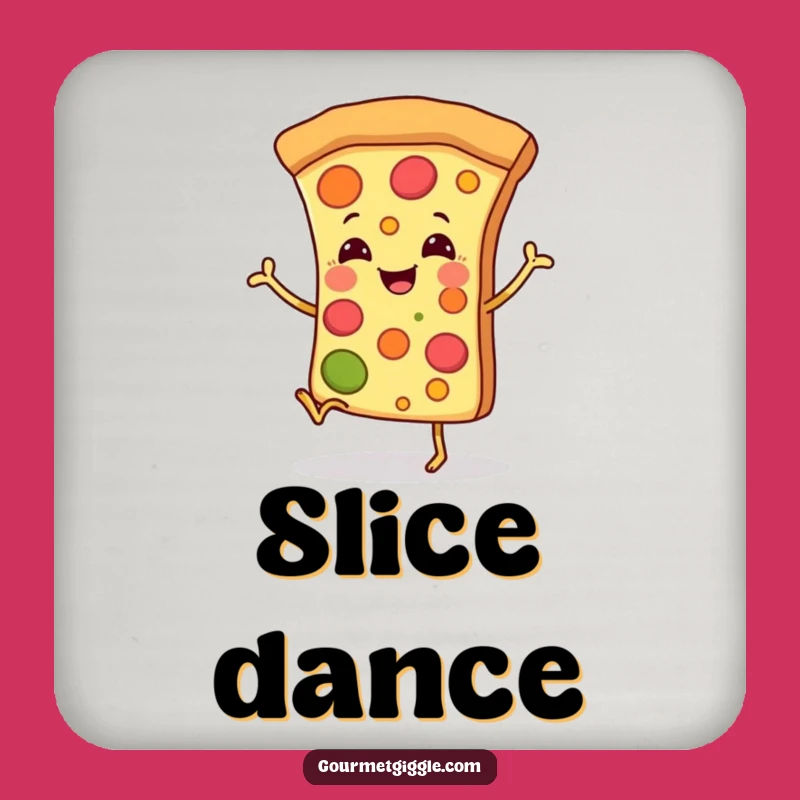 Funny Dancing Pizza Slice Coaster Set: Protect Surfaces, Happy Dance, Excellent Funny Gift