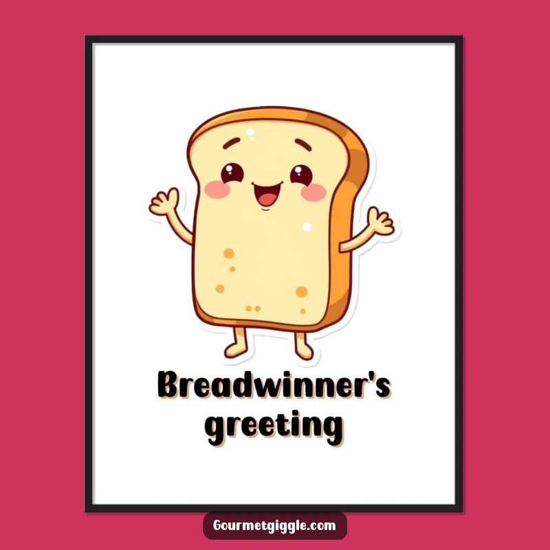 Funny Waving Bread Loaf Poster - Playful Baked Good Art for Cheerful Walls