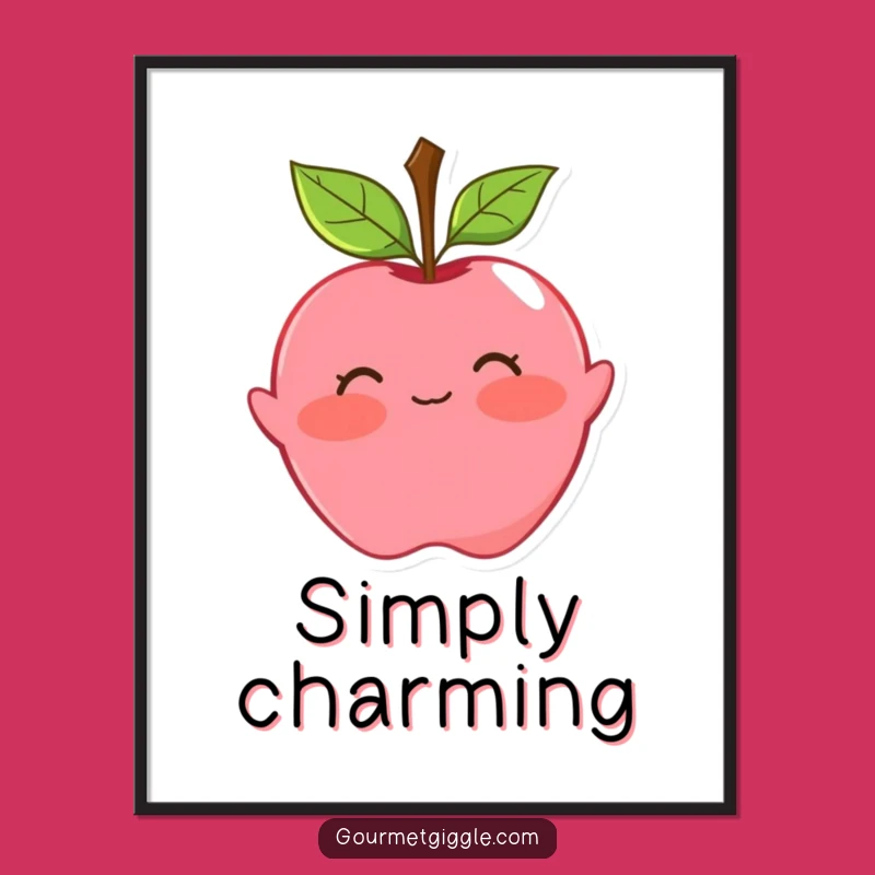 Funny Apple Curtsy Poster: Wall Art with a Playful Blush
