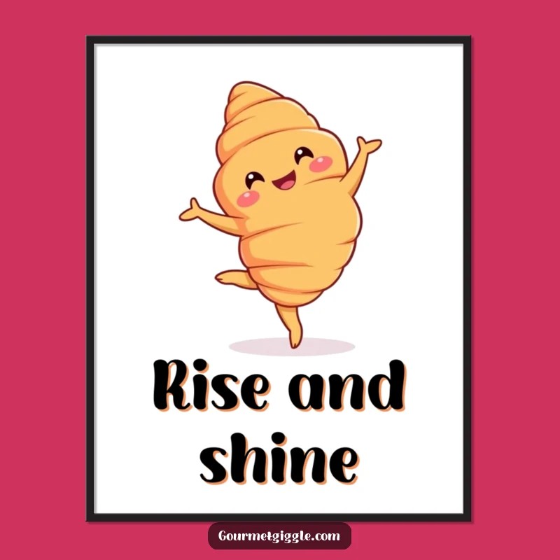 Funny Croissant Pirouette Poster: Elegant Pastry Art for Your Walls!