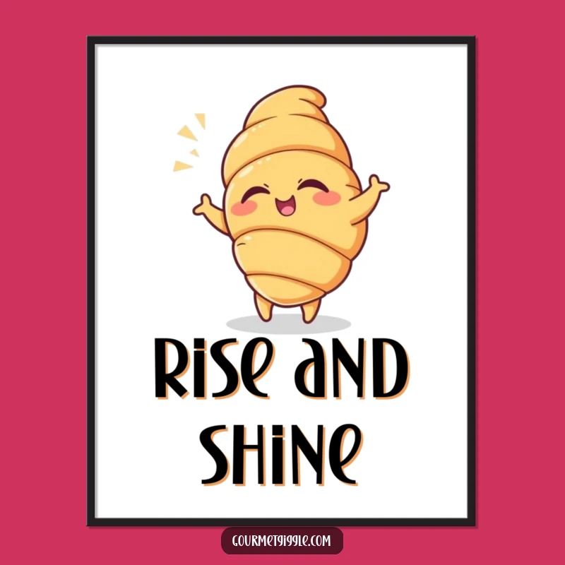 Funny Croissant Poster: Winking Dancer, Playful Art, Kitchen Decor Gift