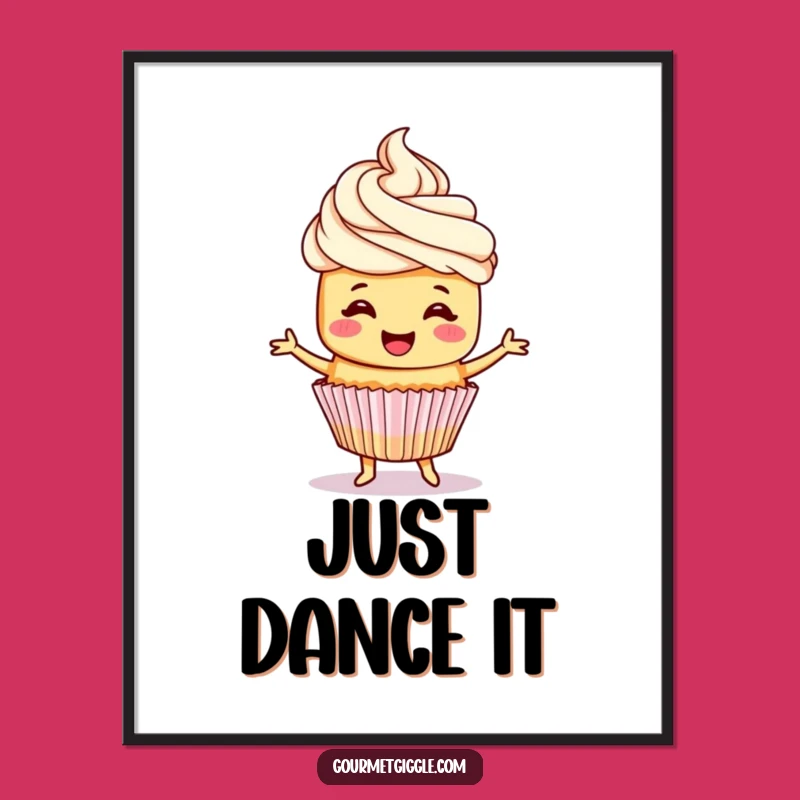 Funny Cupcake Poster: Dancing Treat Art for a Cheerful Space
