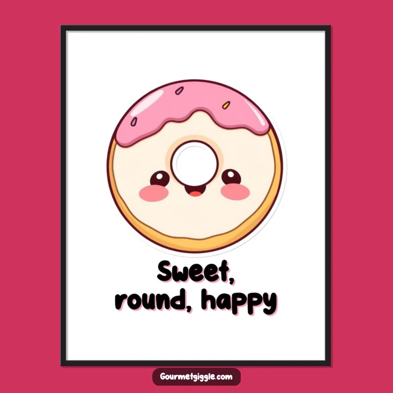 Funny Donut Smile Poster: Cheerful Character Wall Art for Sweet Decor