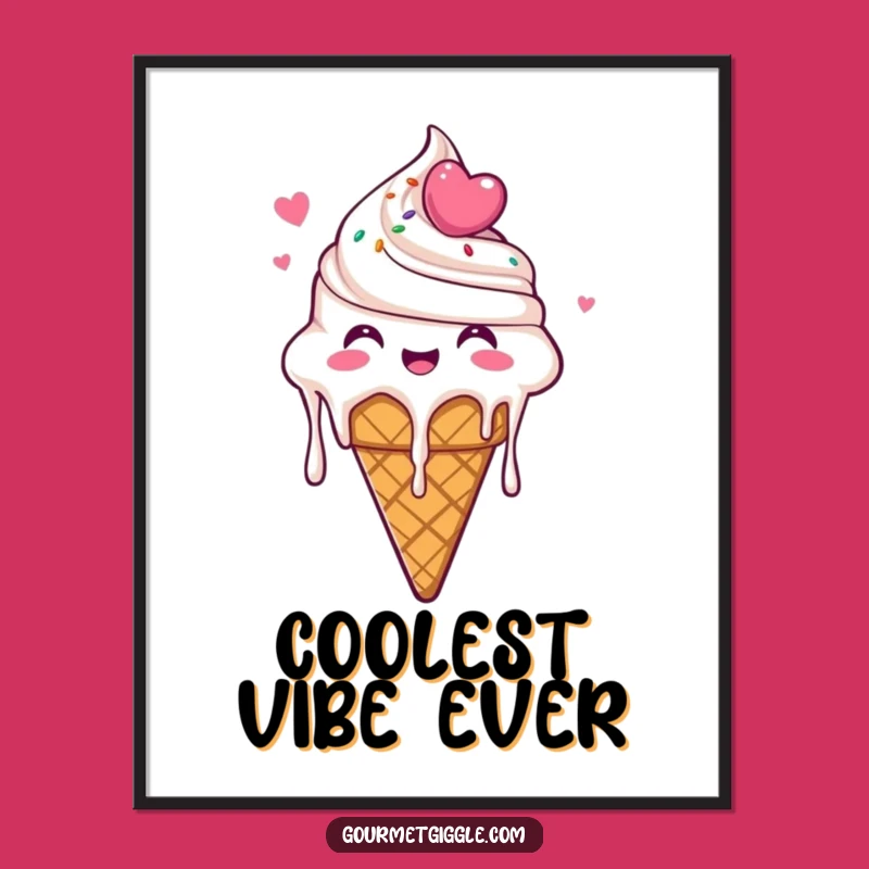 Funny Ice Cream Cone Poster - Dripping Glee Art, Vibrant Funny Wall Decor Gift