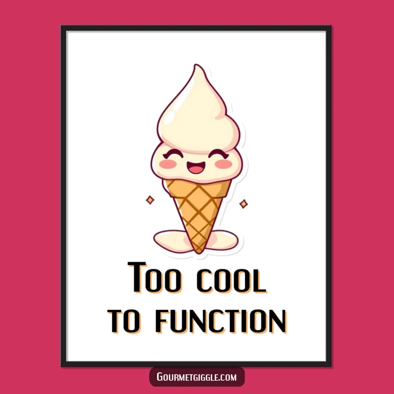 Funny Melting Ice Cream Cone Poster: Brighten Your Walls with this Hilarious and Joyful Artwork