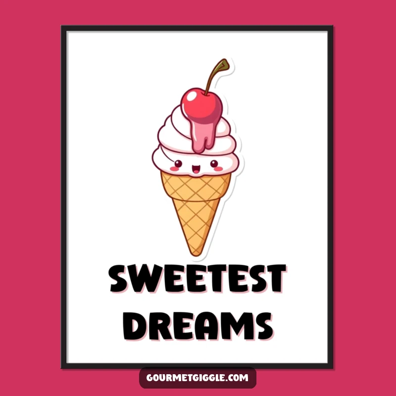 Funny Melting Ice Cream Poster: Delighted Cone Art, Hilarious Wall Decor