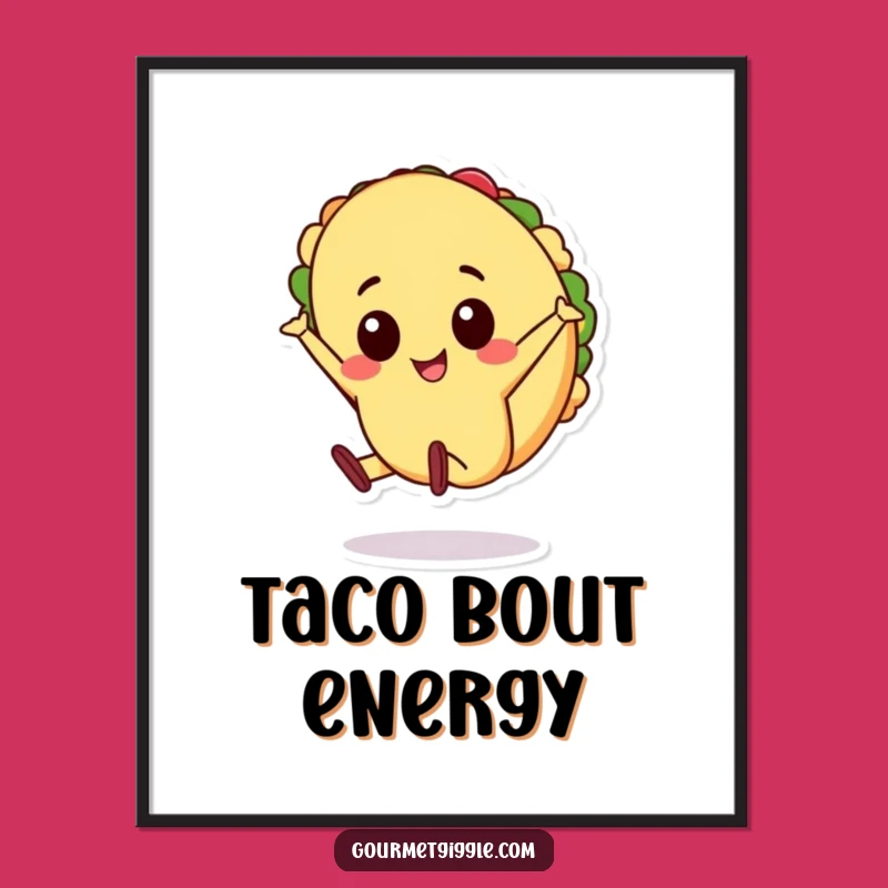 Funny Taco Cartwheel Poster, Energetic Food Art, Vibrant Funny Gift Decor