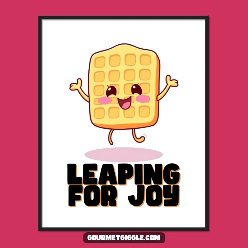 Funny Waffle Art Poster - Cheerful Bounce, Breakfast Decor Funny Gift