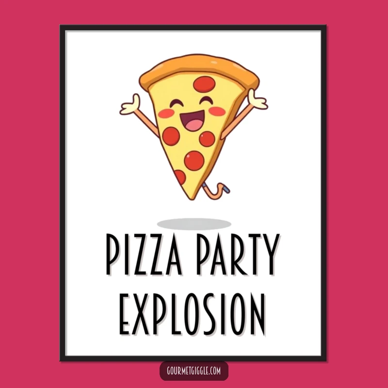Pizza Jump Poster - Happy Food Art, Deliciously Funny Wall Decor