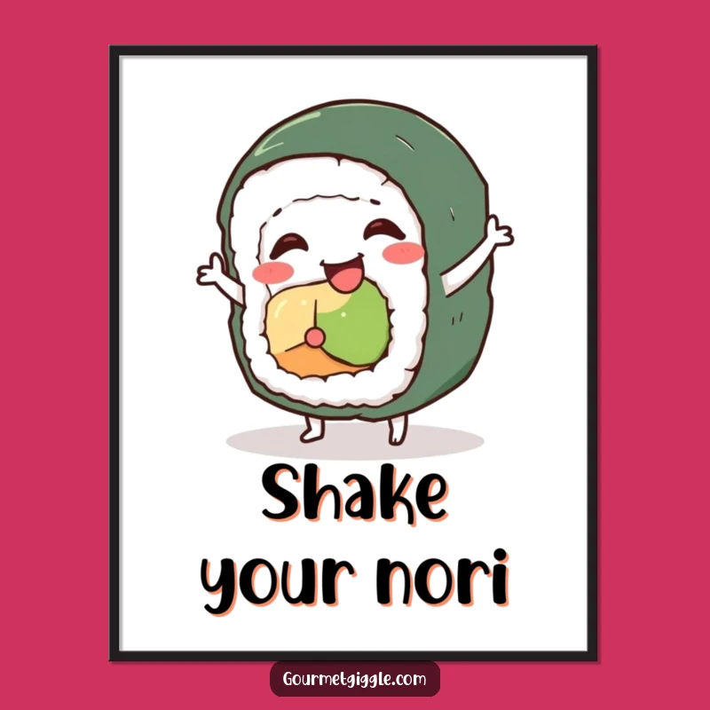 Funny Sushi Dance Poster: Wobbly Roll Character Wall Art for Foodies