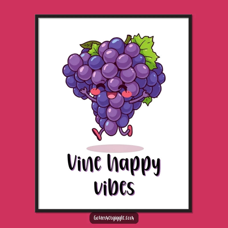 Funny Hopping Grapes Poster: Exuberant Fruit Art, Humorous Wall Decor Funny Gift