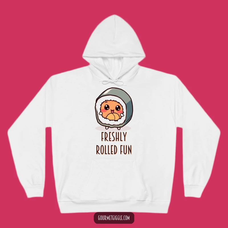 Funny Dancing Sushi Roll Hoodie - Cozy Foodie Sweatshirt for Warm Chuckles