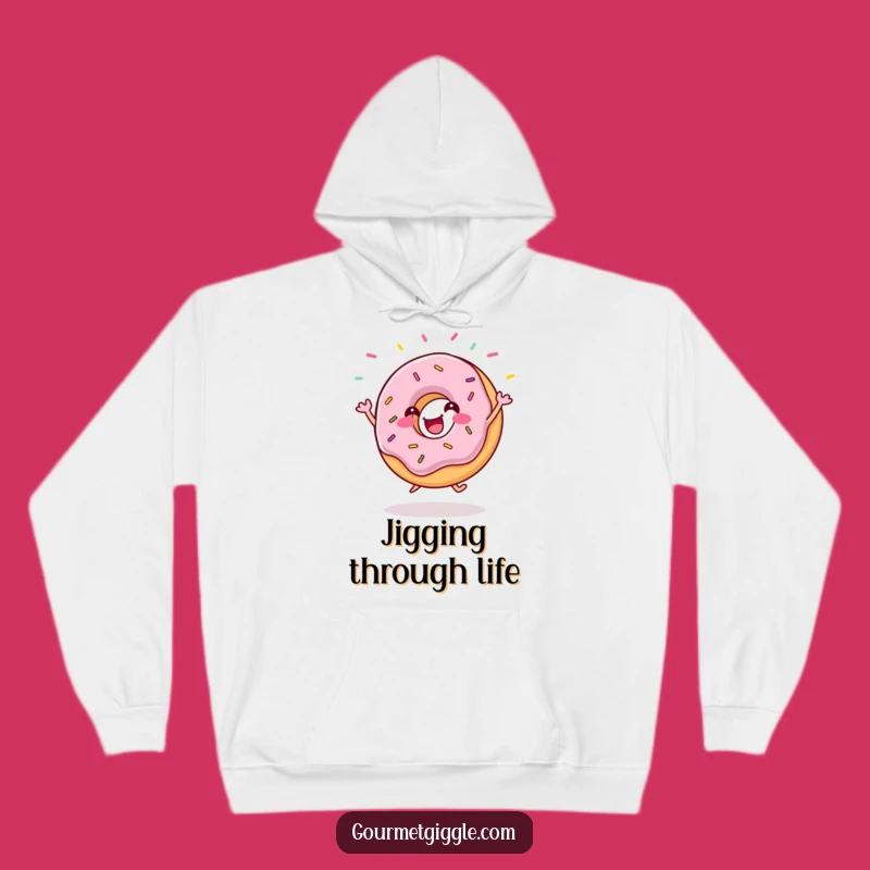 Funny Donut Jig Hoodie: Cozy Gleeful Sprinkles Flying - Warm & Hilarious Comfort!