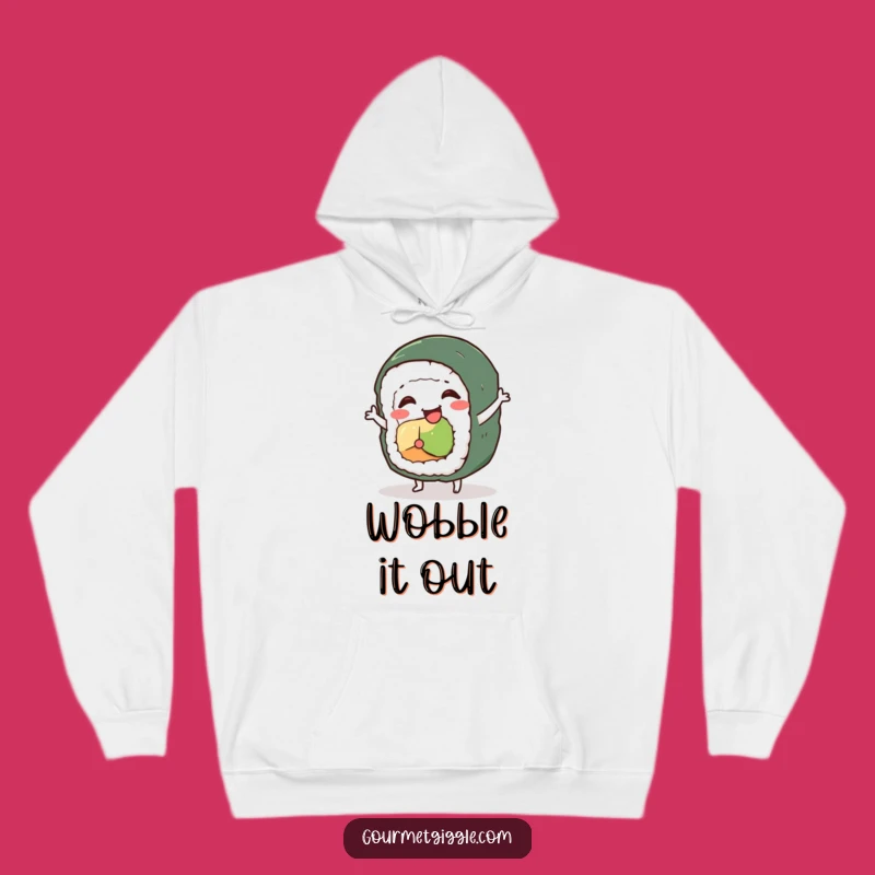 Funny Sushi Dance Hoodie: Cozy Wobbly Roll Character Sweatshirt