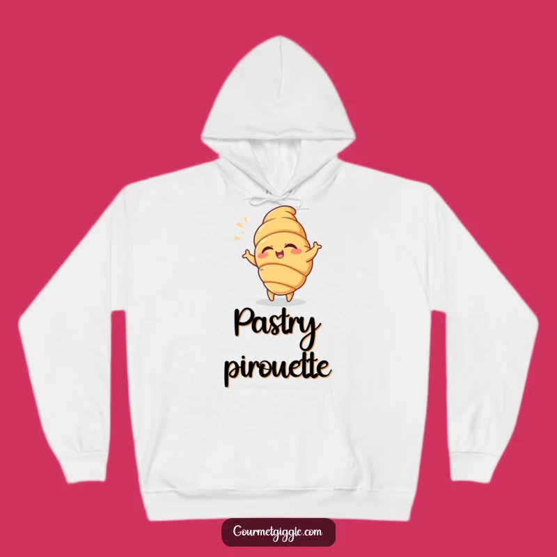 Funny Croissant Hoodie: Cozy Dancer, Winking Pastry, Warm Gift