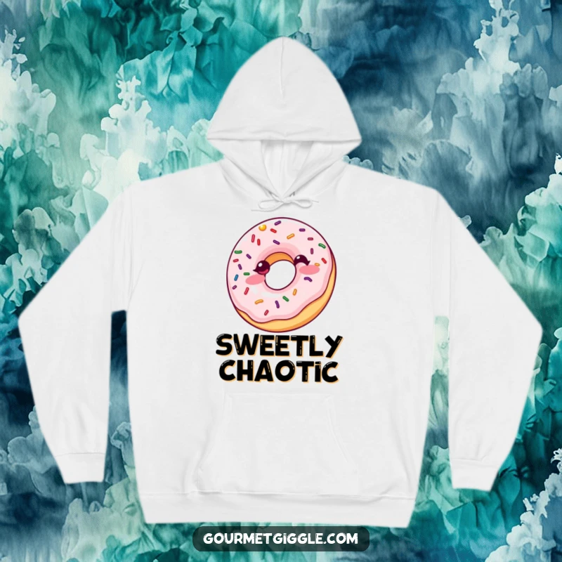 Funny Giggling Donut Hoodie: A soft hoodie featuring a giggling donut with bouncing sprinkles, offering warmth and a deliciously sweet sense of humor.