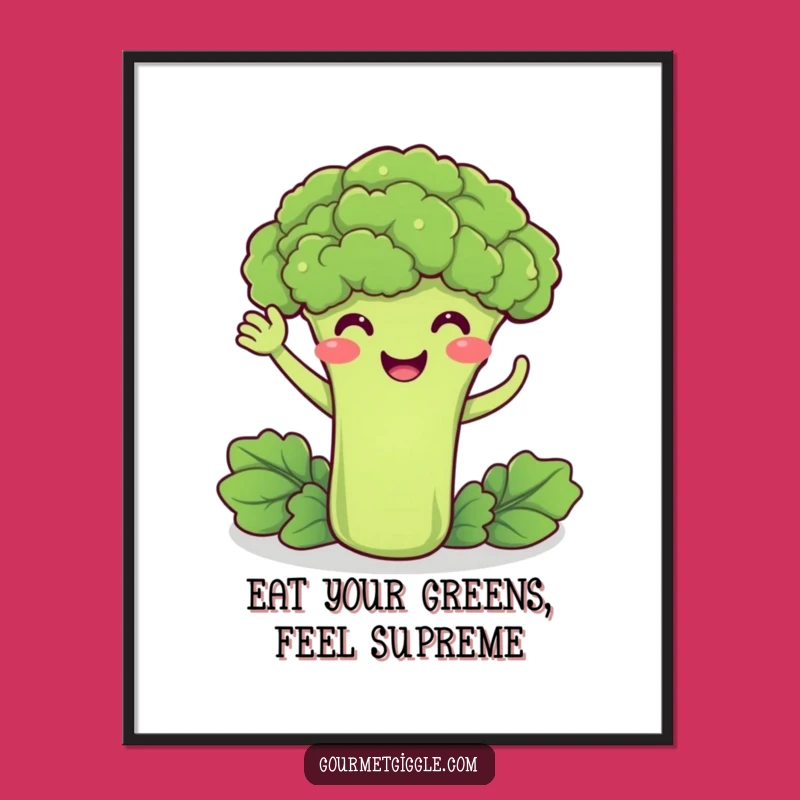Free Printable Wall Art: Happy Broccoli Waving, Cute Funny Downloadable Decor