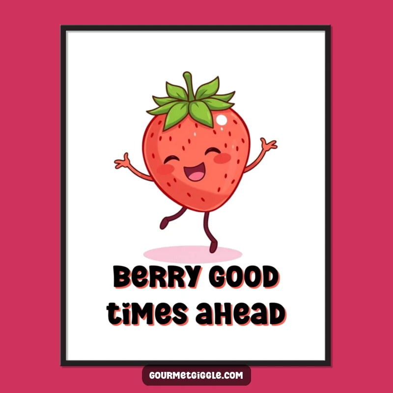 Free Printable Wall Art: Dancing Strawberry Funny Downloadable Art Gift