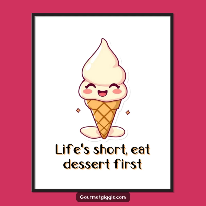 Free Printable Wall Art: Joyful Melting Ice Cream Cone - Funny Downloadable Art Gift