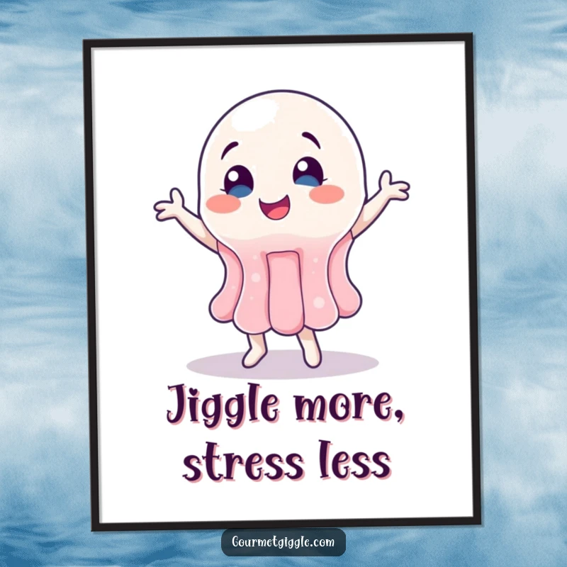 Funny Free Printable Wall Art: A wobbly jelly character caught mid-dance, shaking and shimmying with pure, infectious joy.