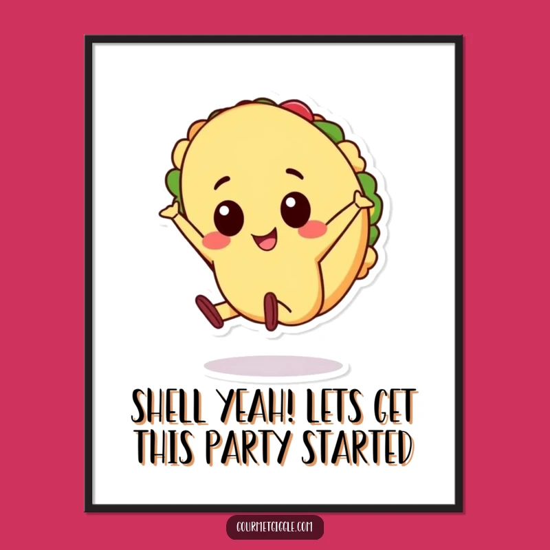 Funny Free Printable Wall Art: Cartwheeling Taco, Energetic Downloadable Decor