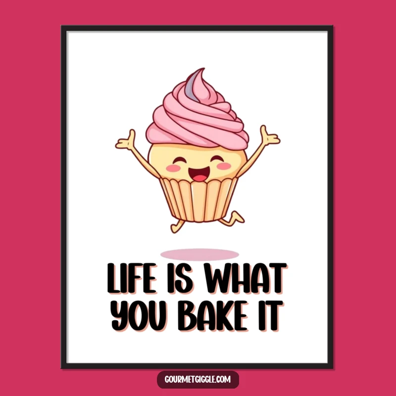 Funny Free Printable Wall Art: Joyful Cupcake Leap, Whimsical Foodie Downloadable Decor