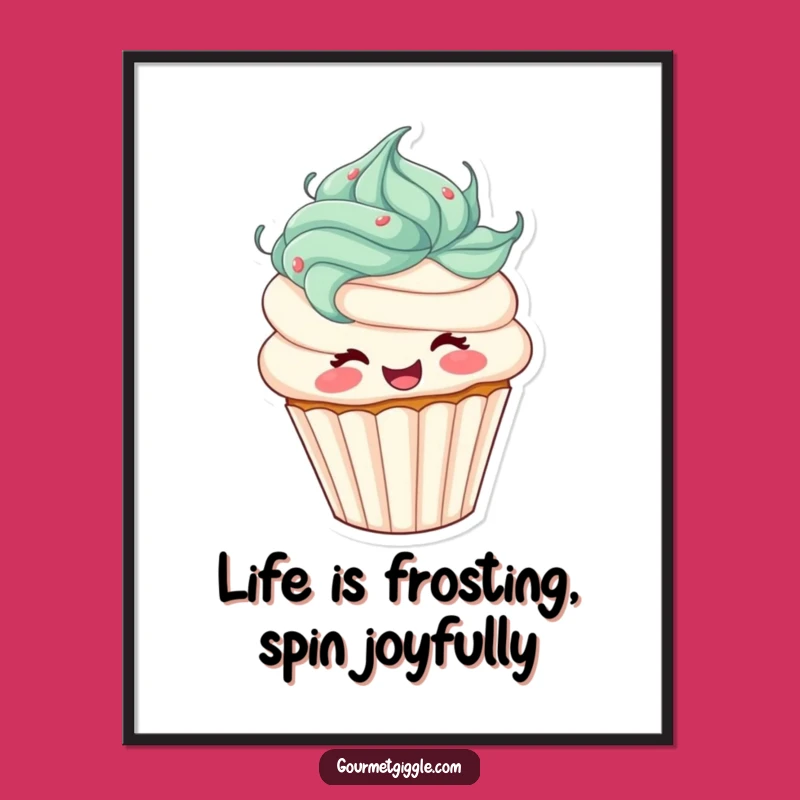 Funny Free Printable Wall Art: Spinning Cupcake, Quirky Downloadable Art Decor