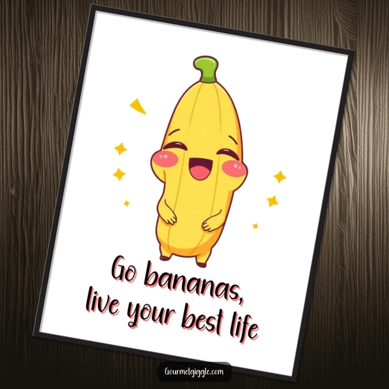 Funny Free Printable Wall Art: A beaming banana splits with laughter, adding a hilarious touch to any room.