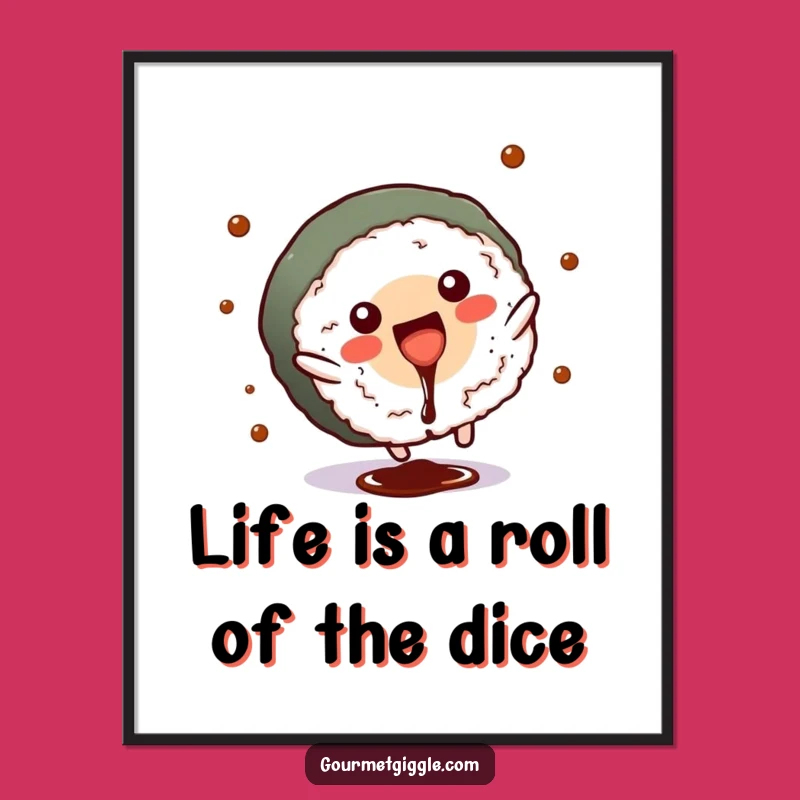 Funny Free Printable Wall Art: Sushi Cartwheel, Hilarious Foodie Downloadable Decor