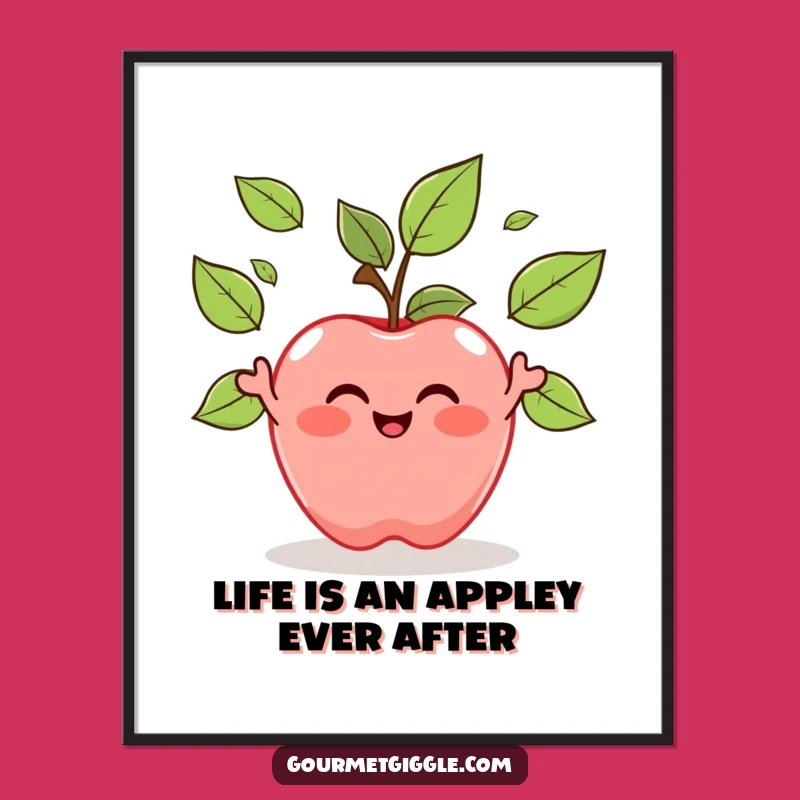 Free Printable Wall Art: Happy Apple Juggling Leaves Downloadable Decor