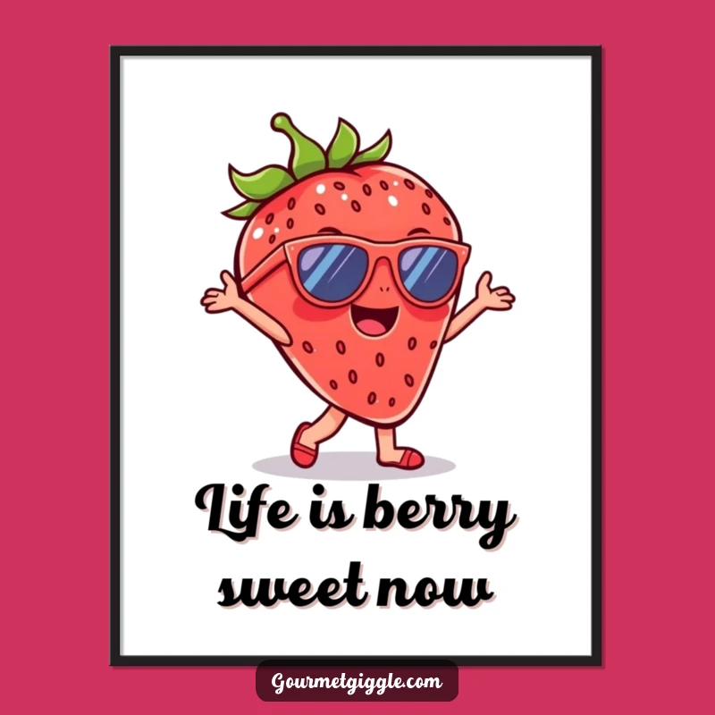Free Printable Strawberry Wall Art: Funny Dancing Fruit Downloadable Art